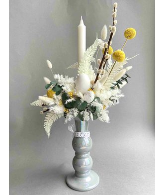 Пасхальная композиция со свечой (стаб. цветы)