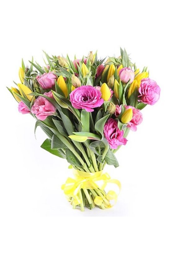 Букет "Солнечный город"  Тюльпаны - Бесплатная доставка цветов и букетов в Самаре. Заказ цветов онлайн, любой способ оплаты
