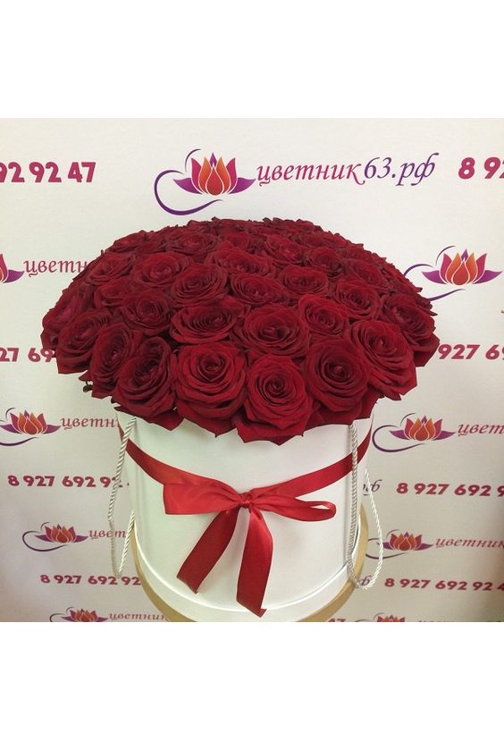 51 роза в коробке  Цветы в коробках - Бесплатная доставка цветов и букетов в Самаре. Заказ цветов онлайн, любой способ оплаты