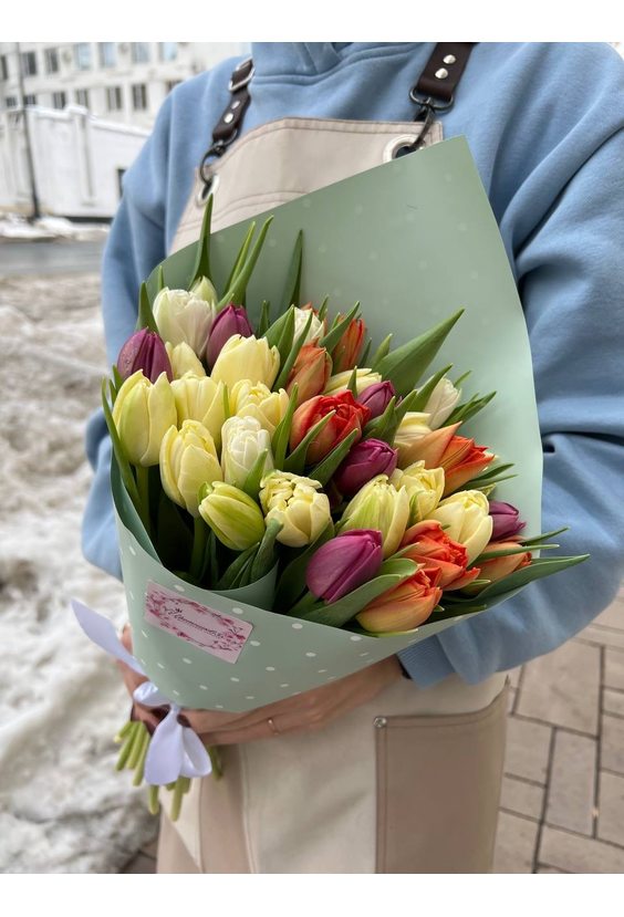 Букет 35 тюльпанов микс (пион.)  Праздники - Бесплатная доставка цветов и букетов в Самаре. Заказ цветов онлайн, любой способ оплаты