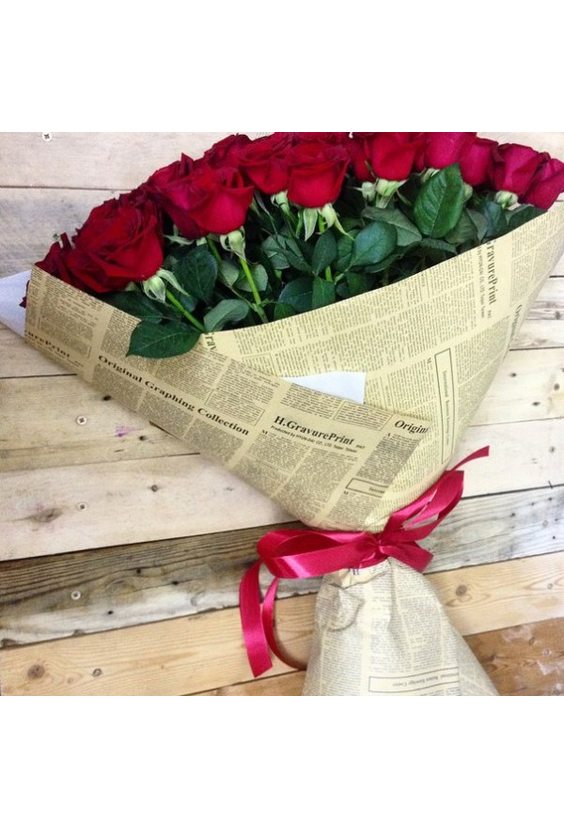 Букет из 51 розы (80 см) + крафт упаковка  ЦВЕТЫ - Бесплатная доставка цветов и букетов в Самаре. Заказ цветов онлайн, любой способ оплаты