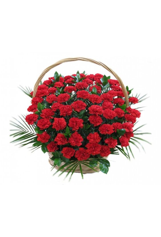Корзина 100 гвоздик  ЦВЕТЫ - Бесплатная доставка цветов и букетов в Самаре. Заказ цветов онлайн, любой способ оплаты