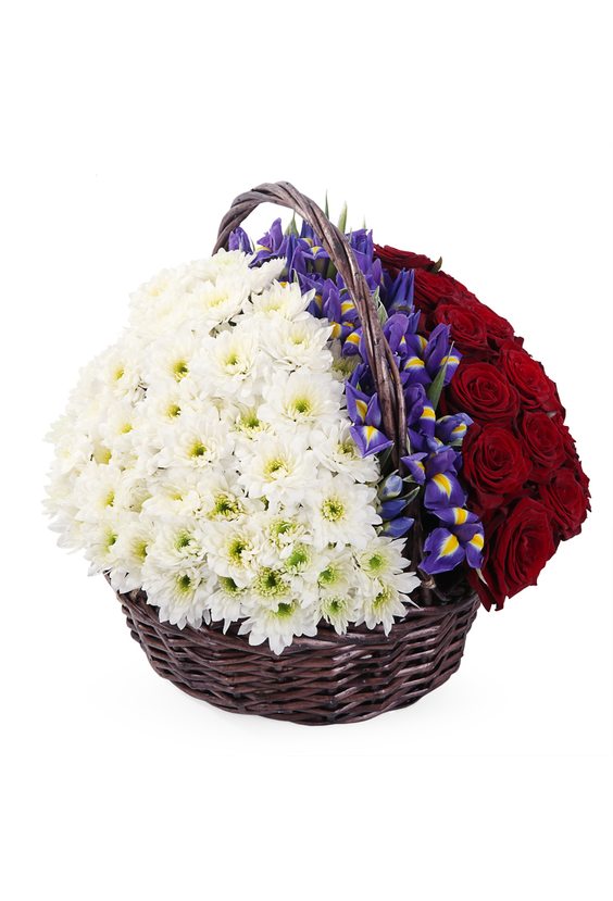 Корзина "Флаг"  9 мая - Бесплатная доставка цветов и букетов в Самаре. Заказ цветов онлайн, любой способ оплаты