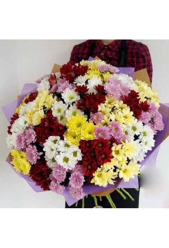 51 ветка хризантемы микс   - Бесплатная доставка цветов и букетов в Самаре. Заказ цветов онлайн, любой способ оплаты