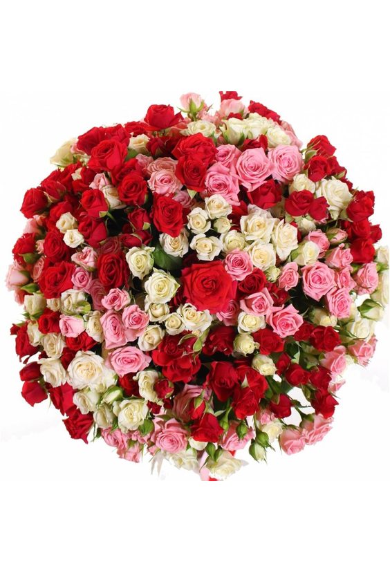 101 кустовая роза микс  VIP Букеты (от 7000) - Бесплатная доставка цветов и букетов в Самаре. Заказ цветов онлайн, любой способ оплаты