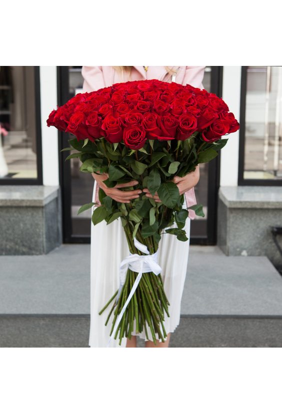 51 шт. метровых роз  Букеты - Бесплатная доставка цветов и букетов в Самаре. Заказ цветов онлайн, любой способ оплаты