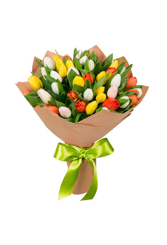 Букет тюльпанов из 35 штук  Тюльпаны - Бесплатная доставка цветов и букетов в Самаре. Заказ цветов онлайн, любой способ оплаты