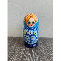 Матрёшка средняя с синими цветами