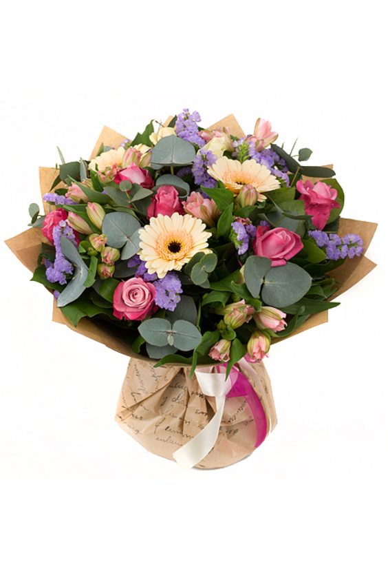 Букет с розами и герберами " Любимый"   - Бесплатная доставка цветов и букетов в Самаре. Заказ цветов онлайн, любой способ оплаты