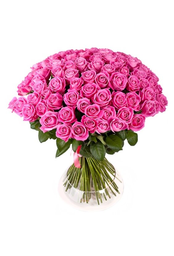 Букет из 101 розовой розы «Wow!»  ЦВЕТЫ - Бесплатная доставка цветов и букетов в Самаре. Заказ цветов онлайн, любой способ оплаты