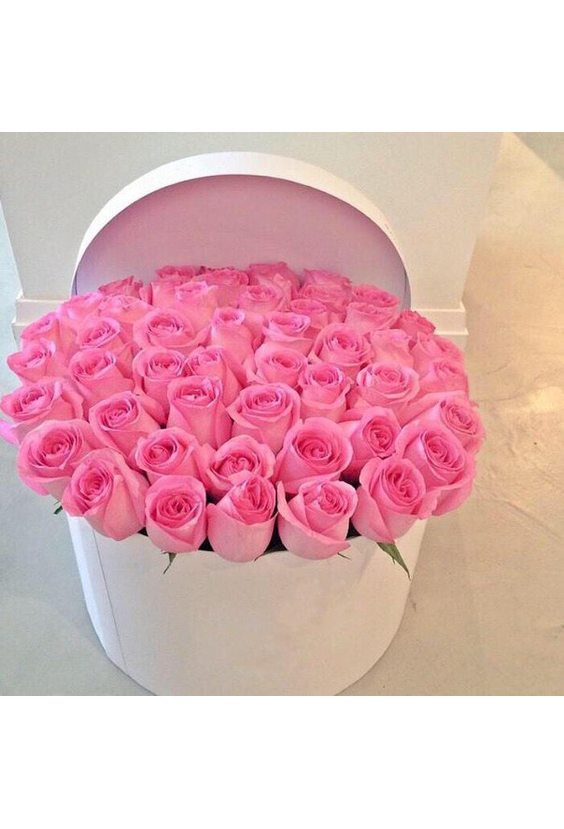 51 розовая роза в шляпной коробке  Композиции - Бесплатная доставка цветов и букетов в Самаре. Заказ цветов онлайн, любой способ оплаты