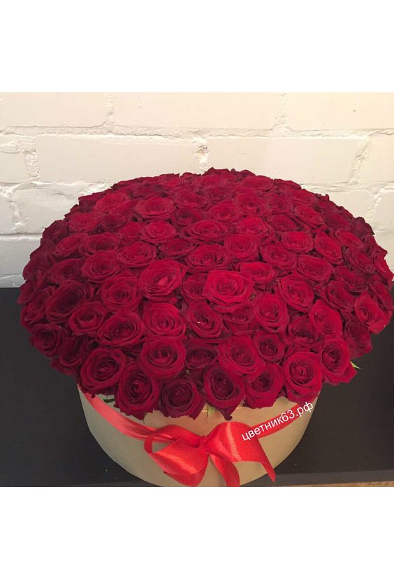101 роза в коробке   - Бесплатная доставка цветов и букетов в Самаре. Заказ цветов онлайн, любой способ оплаты