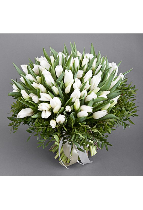 Букет из 101 белого тюльпана  Тюльпаны - Бесплатная доставка цветов и букетов в Самаре. Заказ цветов онлайн, любой способ оплаты