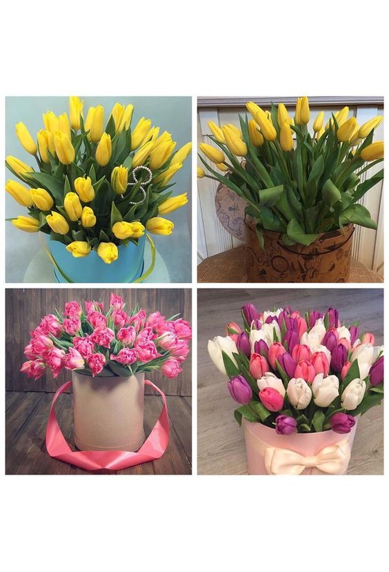 Коробка с тюльпанами "35 штук"  Цветы в коробках - Бесплатная доставка цветов и букетов в Самаре. Заказ цветов онлайн, любой способ оплаты