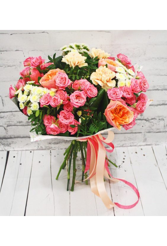 Букет  " Персик"  STANDART Букеты (до 3000) - Бесплатная доставка цветов и букетов в Самаре. Заказ цветов онлайн, любой способ оплаты