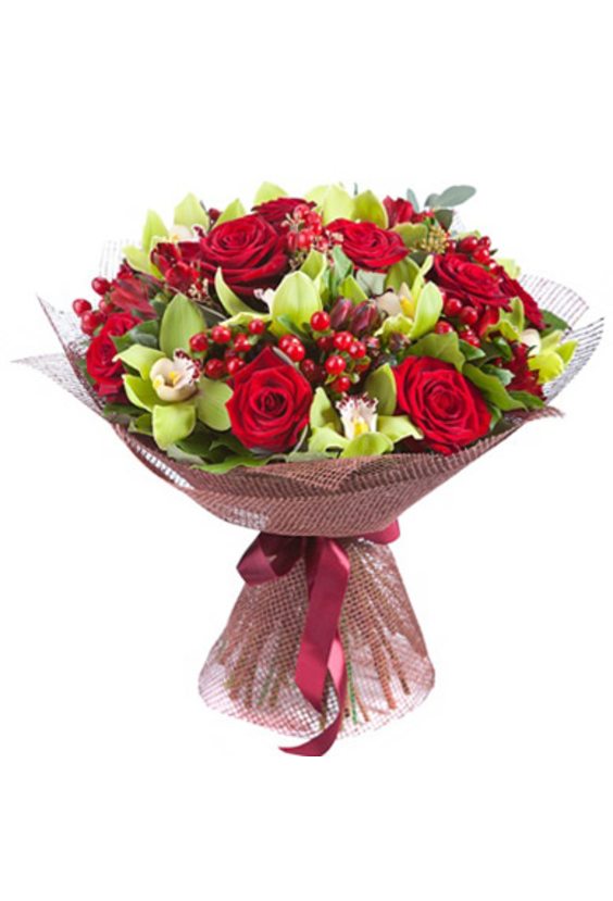 Букет с орхидеями  ЦВЕТЫ - Бесплатная доставка цветов и букетов в Самаре. Заказ цветов онлайн, любой способ оплаты