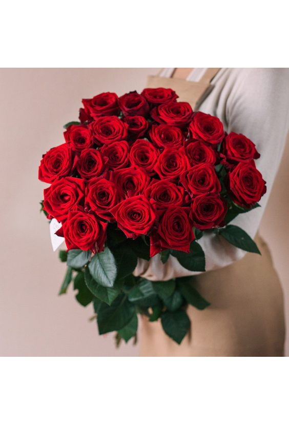 Букет из 25 роз (80 см)  STANDART Букеты (до 3000) - Бесплатная доставка цветов и букетов в Самаре. Заказ цветов онлайн, любой способ оплаты